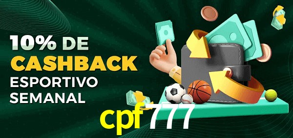 10% de bônus de cashback na cpf777